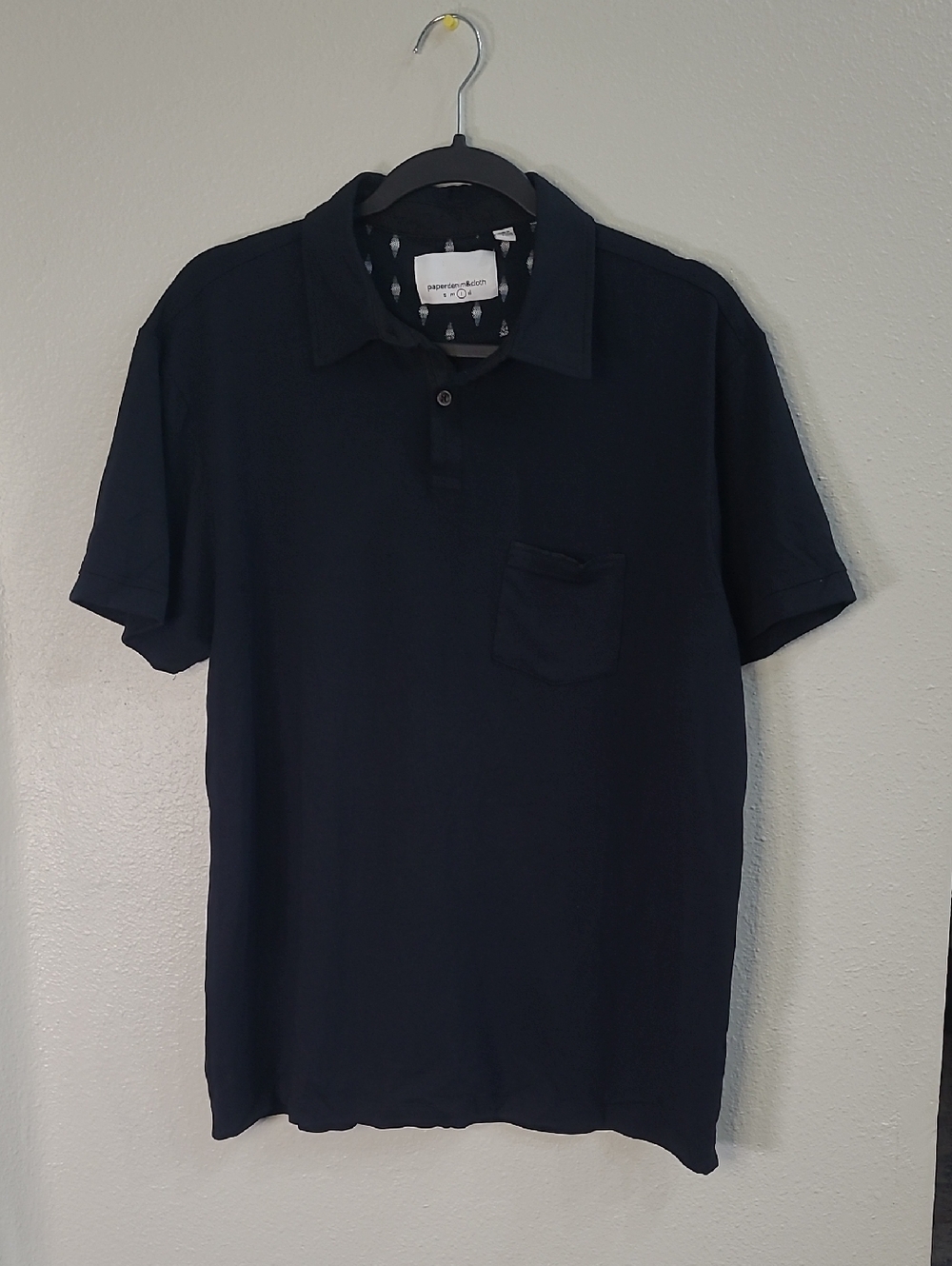 Paperdenim & Cloth Black Men's Polo Shirt - Casual Short Sleeve Size Large